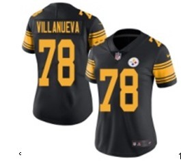 2017 women Pittsburgh Steelers #78 Alejandro Villanueva Nike Black Game Jersey
